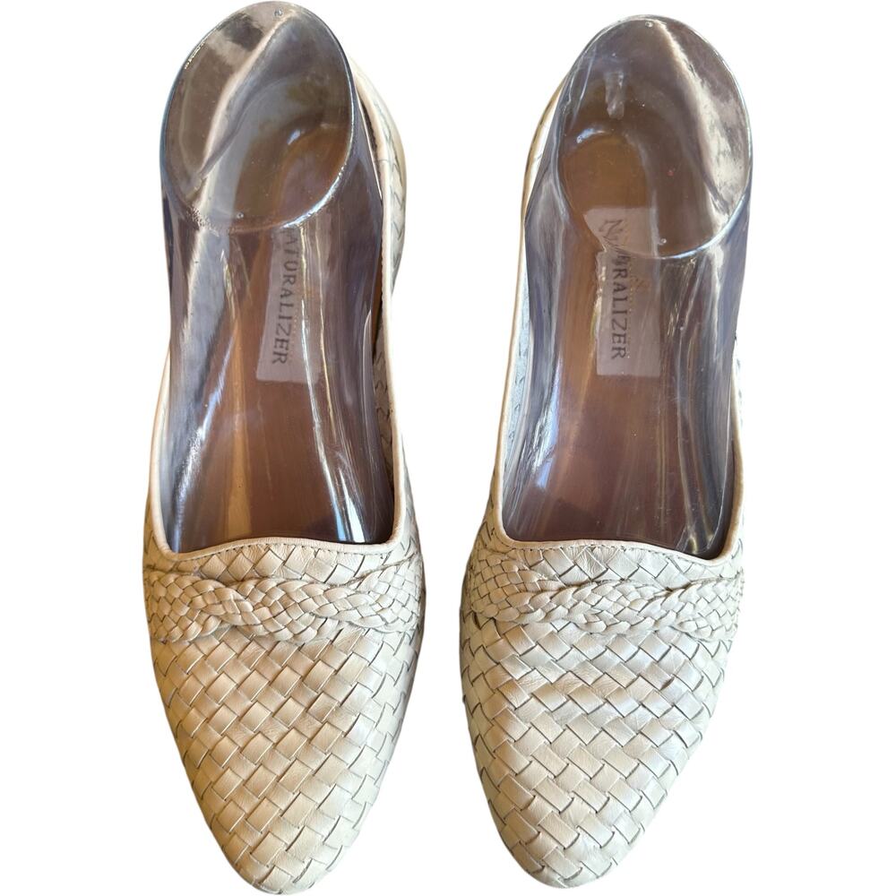 Naturalizer Woven Pointed Toe Flats in Cream